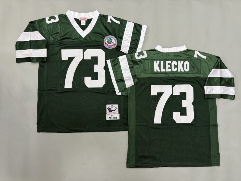 Men 2025 New York Jets #73 Klecko green Throwback Limited NFL Jersey style 001